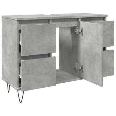 Badkamerkast 80x33x60 cm bewerkt hout betongrijs