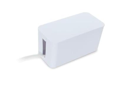 Perel contactdoos met 3 stopcontacten en schakelaar, inclusief kabelbox, wit, voor België - thumbnail