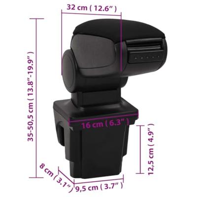 VidaXL Armsteun 16x32x(35-50,5) cm abs zwart
