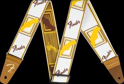 Fender Weighless 2" Monogrammed Strap White/Brown/Yellow gitaarband