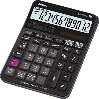 Casio DJ-120DPLUS Bureaurekenmachine Zwart Aantal displayposities: 12 werkt op zonne-energie, werkt op batterijen (b x h x d) 144 x 34.6 x 192 mm Casio DJ-120DPLUS Bureaurekenmachine Zwart Aantal displayposities: 12 werkt op zonne-energie, werkt op batterijen (b x h x d) 144 x 34.6 x 192 mm