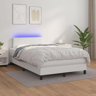 Boxspring met matras en LED kunstleer wit 120x200 cm