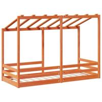 Kinderbed met bedhuis 75x190 cm massief grenenhout wasbruin - thumbnail