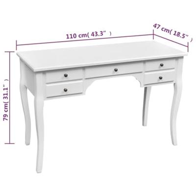 Bureau met gebogen poten en 5 lades Franse stijl