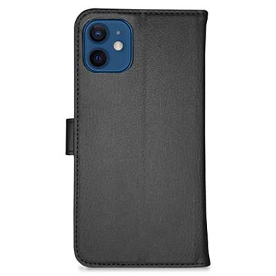 Høyde - Vegan lederen bookcase hoes - 100% Biologisch Afbreekbaar - iPhone 12 Mini - Zwart