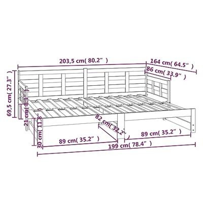 Slaapbank uitschuifbaar massief grenenhout wit 2x(80x200) cm Slaapbank uitschuifbaar massief grenenhout wit 2x(80x200) cm
