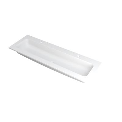 INK Faktor Wastafel Polystone Centraal met 2 Kraangaten - 1400x450x15 mm - Mat Wit