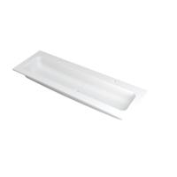 INK Faktor Wastafel Polystone Centraal met 2 Kraangaten - 1400x450x15 mm - Mat Wit - thumbnail