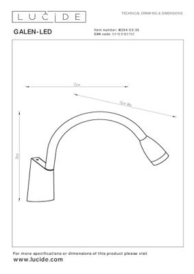 Lucide GALEN-LED Bedlamp 1xGeïntegreerde LED - Zwart