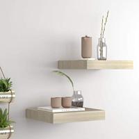 VidaXL Wandschappen zwevend 2 st 23x23,5x3,8 cm mdf eikenkleurig - thumbnail