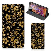 Samsung Xcover Pro Smart Cover Gouden Bloemen - thumbnail