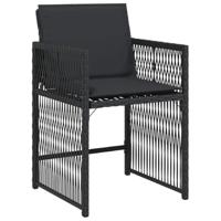 Tuinstoelen 4 st met kussens poly rattan zwart - thumbnail