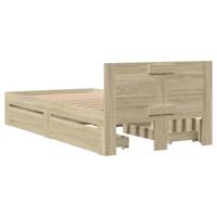 Bedframe met hoofdbord bewerkt hout sonoma eiken 75x190 cm - thumbnail