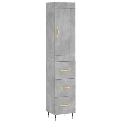 Hoge kast 34,5x34x180 cm bewerkt hout betongrijs - thumbnail