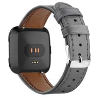 Fitbit Versa 1 / 2 & Lite leren bandje - Grijs - thumbnail