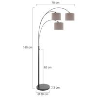 Steinhauer VloerlampSparkled Light zwart met taupe kappen - 3823ZW - thumbnail