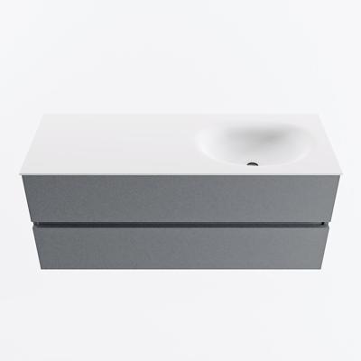 MONDIAZ VICA 120cm badmeubel onderkast Plata 2 lades. Wastafel MOON rechts 1 kraangat, kleur Talc.