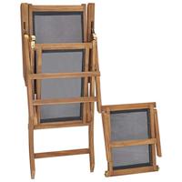 Ligstoel met voetensteun massief teakhout zwart - thumbnail