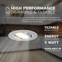 Set van 6 Chandler LED inbouwspots - GU10 4 Watt 345 lumen - 2700K Warm wit - Dimbaar - Rond - Kantelbaar - IP20 Voor binnen - RVS - thumbnail