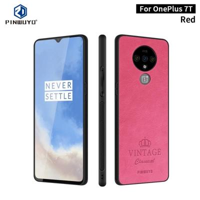 Voor Oneplus 7T PINWUYO PIN Rui serie klassiek leer PC + TPU + PU leer waterdicht en anti-Fall all-inclusive beschermende shell (rood)