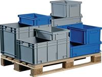 Promat/Tecwerk Transportstapelbak | L600xB400xH150mm | grijs PP handgreepopening | zijwanden gesloten - 9000447815 - thumbnail
