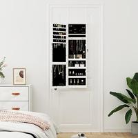 VidaXL Sieradenkast met spiegel en led wandgemonteerd wit - thumbnail