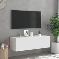 Tv-wandmeubel met LED-verlichting 100x35x31 cm wit - thumbnail