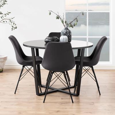 Bendt Ronde Eettafel 'Per' Ø110cm Marmerlook, kleur Zwart Bendt Ronde Eettafel 'Per' Ø110cm Marmerlook, kleur Zwart