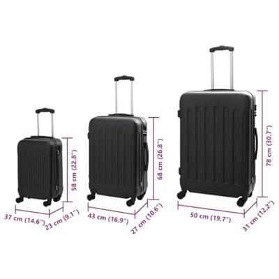 VidaXL Koffer met slot 3 pcs zwart 50 x 31 x 78 cm abs kunststof