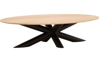 Goossens Excellent Salontafel Gs-1302 ovaal, hout eiken blank, elegant chic, 140 x 34 x 72 cm