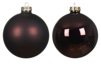 Decoris kerstballen set glas 24st Zwarte truffel 2,5cm