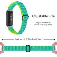 By Qubix - Compatible met Fitbit Inspire 3 - Elastische solo loop nylon bandje - Mintgroen - Compatible fitbit bandje - thumbnail