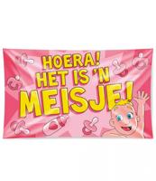 Vlag Hoera een meisje groot - thumbnail