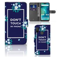 Xiaomi Mi A2 Lite Portemonnee Hoesje Flowers Blue DTMP - thumbnail