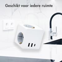 Accezz PowerCube 6-in-1 1x USB-C+2x USB-A+3x stopcontact 4000W Oplader Wit - thumbnail