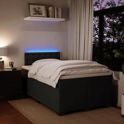Boxspring met matras fluweel zwart 120x200 cm - thumbnail