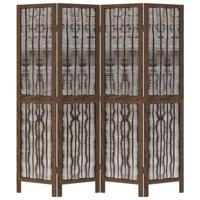 Kamerscherm met 4 panelen massief paulowniahout donkerbruin - thumbnail