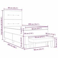 Boxspringbed met matras Lichtgrijs 90 x 200 cm Stof - thumbnail