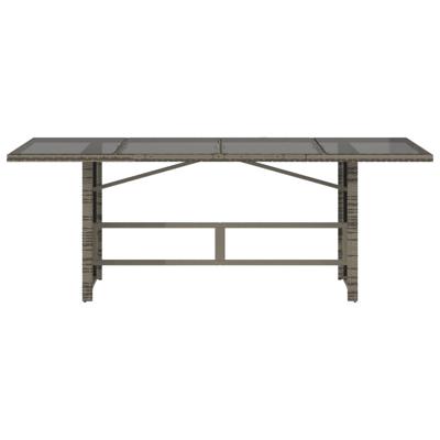 Tuintafel met glazen blad 190x80x75 cm poly rattan grijs - thumbnail