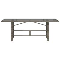 Tuintafel met glazen blad 190x80x75 cm poly rattan grijs - thumbnail