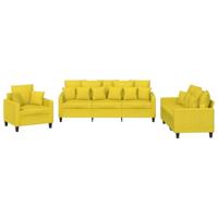 3-delige Loungeset met kussens stof lichtgeel - thumbnail