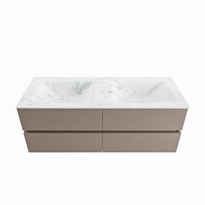 MONDIAZ VICA-DLUX 130cm badmeubel onderkast Smoke 4 lades. Inbouw wastafel CLOUD dubbel zonder kraangat, kleur Opalo. MONDIAZ VICA-DLUX 130cm badmeubel onderkast Smoke 4 lades. Inbouw wastafel CLOUD dubbel zonder kraangat, kleur Opalo.
