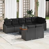 Tuinbankenset met kussen 9 pcs Zwart poly rattan - thumbnail