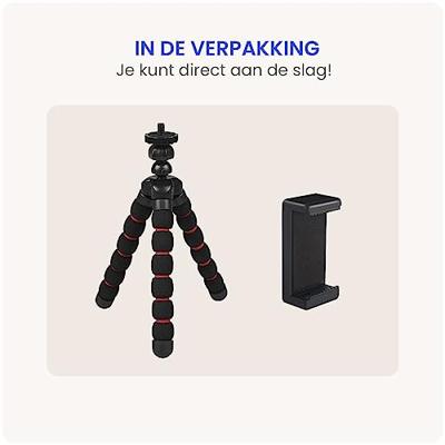 Flexibel mini-statief met schuimrubber poten Zwart/Rood