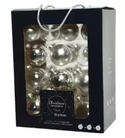 Decoris kerstballen glas 5-6-7cm zilver 26st - thumbnail