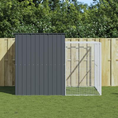 Hondenhok met ren 214x253x181 cm gegalvaniseerd staal antraciet Hondenhok met ren 214x253x181 cm gegalvaniseerd staal antraciet