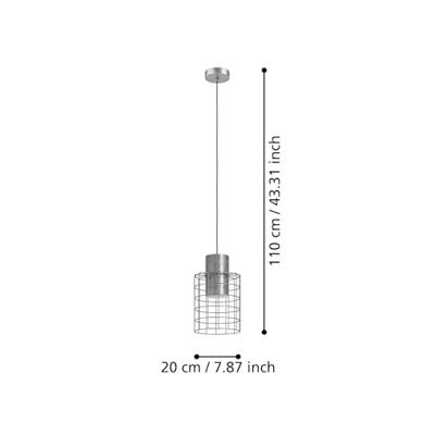 Eglo Grijze draadlampMilligan Ø 20cm - 43647