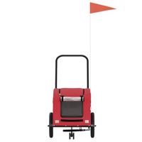 VidaXL Hondenfietstrailer oxford stof en ijzer rood - thumbnail