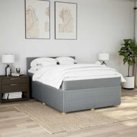 Boxspring met matras stof lichtgrijs 140x200 cm - thumbnail