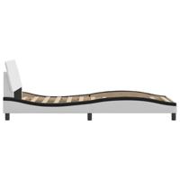 Bedframe met hoofdbord kunstleer wit en zwart 90x200 cm - thumbnail